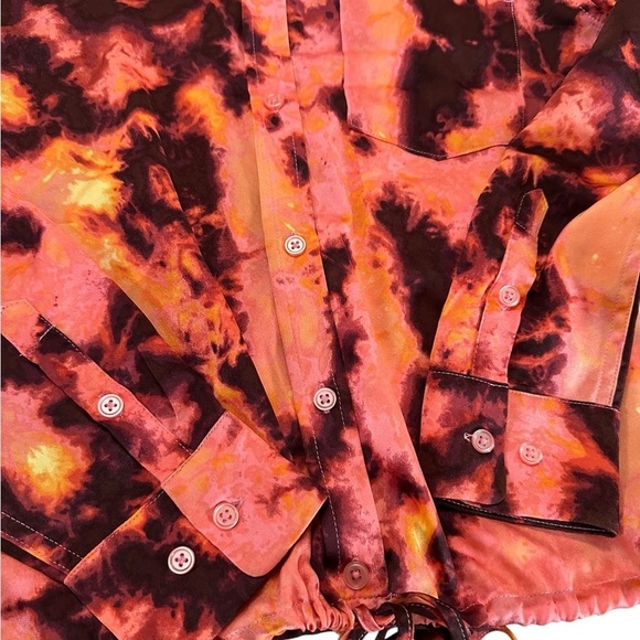 Rebecca Minkoff Tie-Dye Button-Up Collared Top Shirt Sz PM - Picture 12 of 16